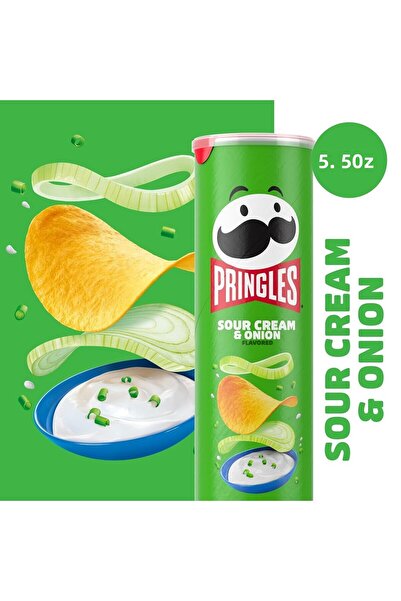 Pringles كريمة حامضة وبصل 5.5 أونصة 158 جرام أصلية من الولايات المتحدة الأمريكية