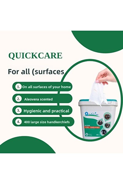 QUICKCARE 400 قطعة مناديل مبللة اقتصادية - صحية ومعطرة بالصبار