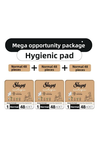 Sleepy Ecologic Premium Plus Hygienic Pad Mega Deal Pack Normal 144 Pieces