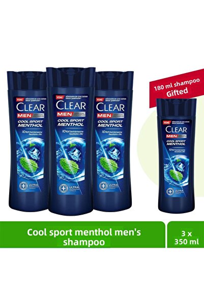 Clear شامبو كول سبورت مينثول 350 مل × 3 - شامبو مضاد للقشرة للرجال