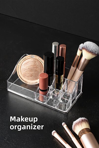 Porsima منظم مكياج هرمي مكون من 8 أقسام من AK-499 - منظم مستحضرات تجميل شفاف