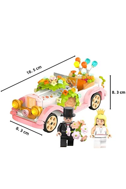 hak-iş oyuncak Wedding Car with Balloons Pink Lego Building Toy