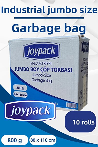 Joypack كيس قمامة صناعي جامبو رول 10 قطع، 10 لفات - 800 جرام 80x110 سم 90 لتر