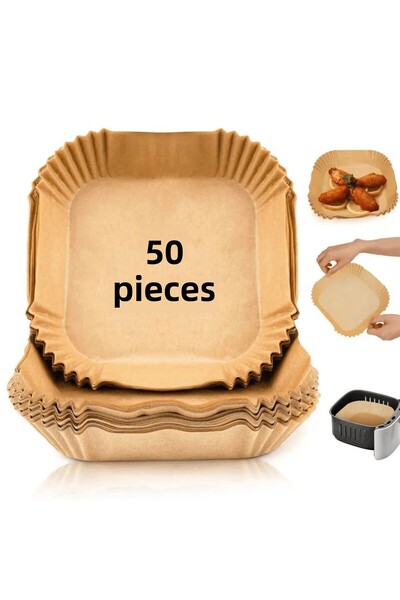 SAVORYHOME ورق الخبز للمقلاة الهوائية 50 قطعة من ورق الخبز المربع للمقلاة اله...