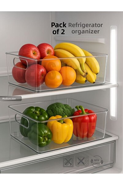 Jet's Home 2-Piece Refrigerator Organizer Storage Organizer Bpa Free Organizer Shockproof 28X19X9 cm