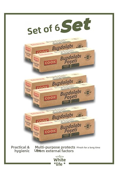 COOK أكياس ثلاجة متوسطة الحجم - 6 قطع قابلة للذوبان في الطبيعة - 180 قطعة 30 ...