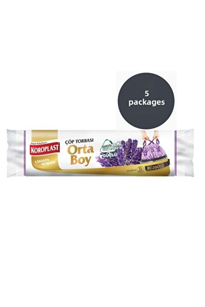 Koroplast أكياس قمامة متوسطة الحجم برباط لافندر قوي للغاية 15 قطعة × 5 عبوات ...