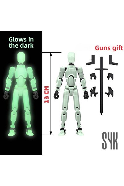 SYK Design دمية روبوت 13 تتوهج في الظلام، لعبة شخصية حركة متحركة بجميع المفاصل