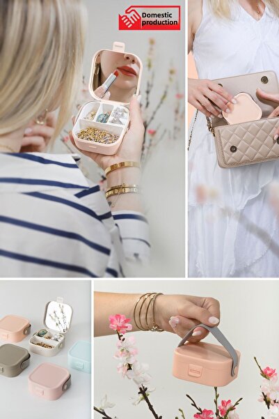 Piev حقيبة مكياج برتقالية صغيرة - مرآة من الداخل، House By House