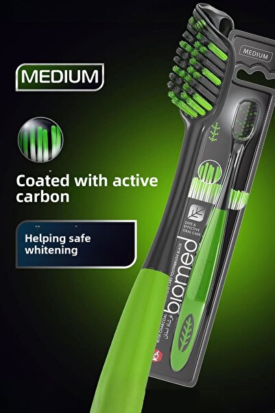 Biomed Rounded Special Activated Carbon Coated Bristles Black Toothbrush Medium