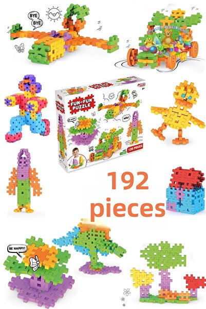 Fırsat Oyuncak Puzzle Fun Fun Puzzle 192 قطعة مكعبات بناء وتصميم ثلاثية الأبعاد