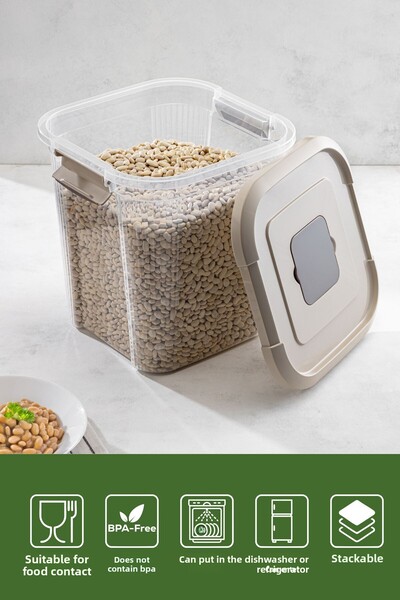 Vienev 4-Piece 12 Liter Flour and Pulse Storage Container with Filter Lid Beige