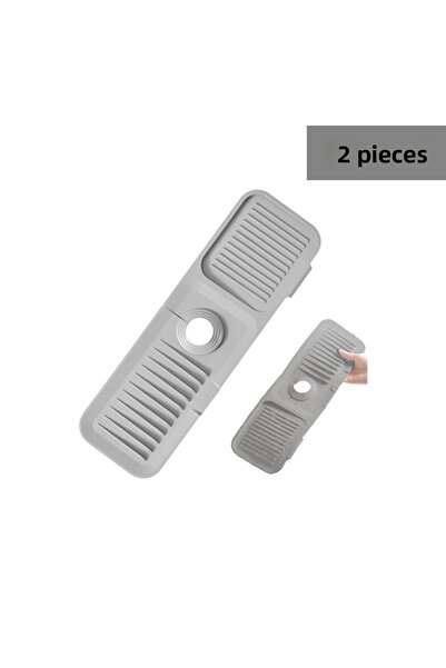 MHK Collection GRAY Water Trap Faucet Mat Protective Faucet Sink Dish Sponge Mat For Kitchen Bathroom (2PCS)