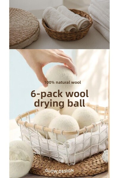 Glow Design Wool Dryer Ball 6 Pcs Unscented