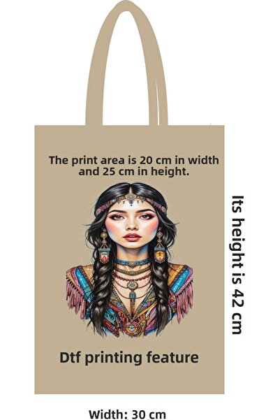 ilkadimbuklet كيس قماش قطن بمقبض - 30x42 سم، صديق للبيئة، مطبوع DTF