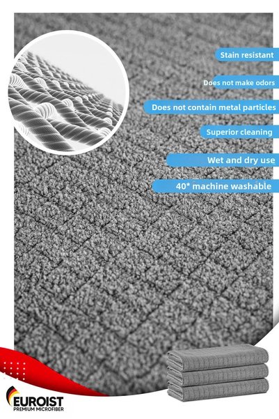 euroist Microfiber Wire Hard Dirt Cleaning Cloth |   Kitchen, Carpet, Sofa, Bathroom Cleaning (3 Pcs)