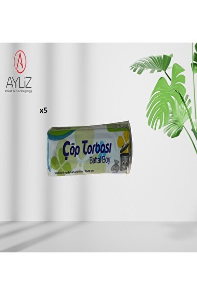 ayliz plast&ambalaj Ayliz بلاست وتعبئة حجم كبير (75x90 سم) كيس قمامة أزرق 5 ل...