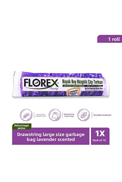 Florex سلسلة المزايا المعطرة باللافندر - كيس قمامة كبير برباط × 1 لفة