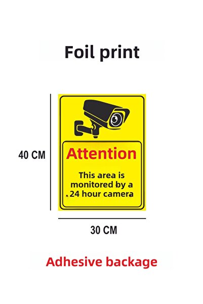 Tooall This Area Is Monitored by Camera 24 Hours Foil with Lettering (Pasted on Flat Floor) Adhesive Paper