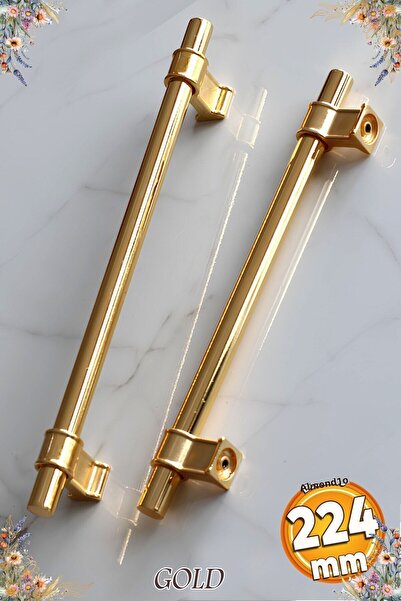 Badem10 Hisar Gold Mâner plat din metal auriu 224 mm Mobilier Bucătărie Sertar Dulap Dulap Mâner