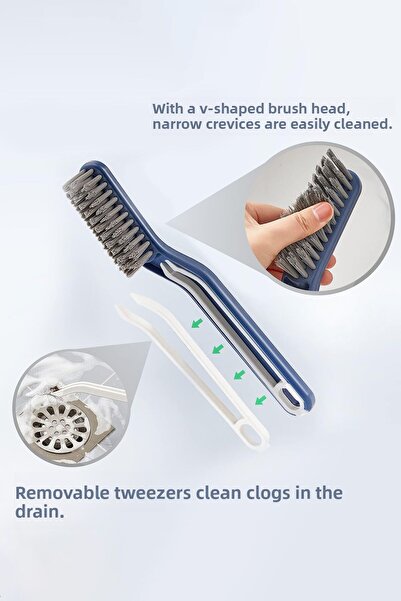 Beppu Cleaning Brush with Tweezers Fine Detail Tile Grout Mini Brush Bathroom Kitchen Sink Cleaning
