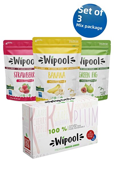 wipool organic discover the healthy life رقائق الفواكه المجففة بالتجميد - 3 ع...