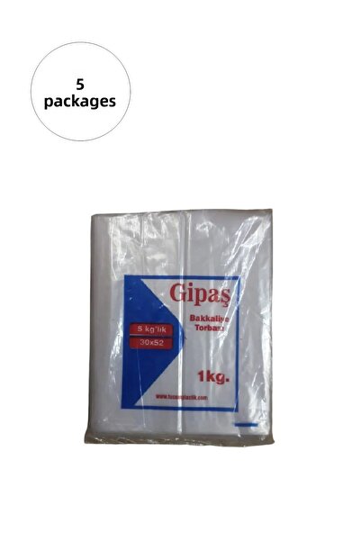 GİPAŞ Grocery Nylon Bag 5kg 30x52 cm 5 Packs (Takriben 550 Pieces)