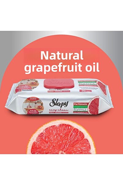Sleepy منشفة تنظيف الأسطح بزيت اليوسفي الطبيعي 50 ورقة سليبي