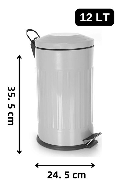 Kitchen Line Galvanized 12 Lt Large Size Trash Can Metal Stainless Pedal Trash Can