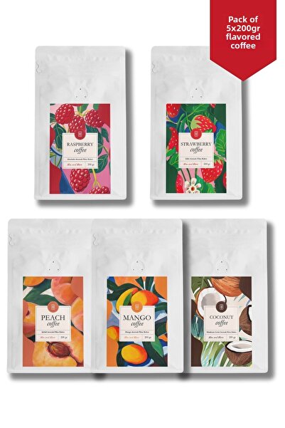 Mim and More عبوة قهوة بنكهة التوت والفراولة والخوخ والمانجو وجوز الهند 5 × 2...