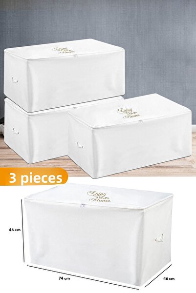 Serstil 3 قطع - حقيبة تخزين بيضاء كبيرة الحجم - 74 × 46 × 46 سم
