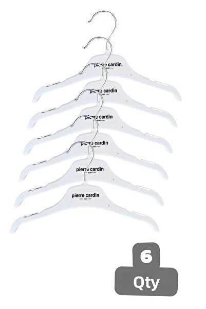 Şanbebe Комплект от 6 броя закачалки за бебешки дрехи, бяла пластмаса с метал...