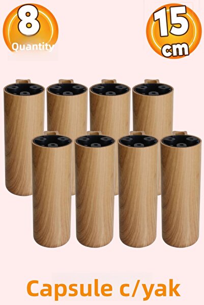 Badem10 Capsule Bohemian (PREMIUM) Ανοιχτό Καρυδιά 15 εκ. Έπιπλα Καναπές Πολυθρόνα Βάση Ανύψωση Πόδια 8 τμχ