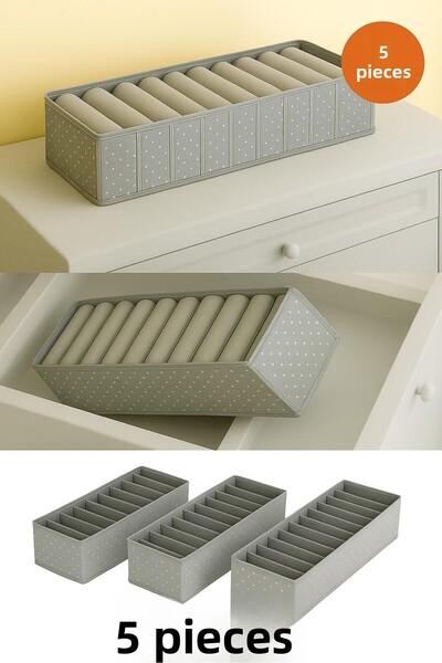 Ekici home textile 5 Pieces Polka Dot - Medium 11 Compartment Drawer Organizer