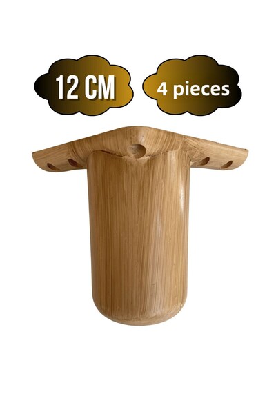 DSYapıAksesuar Picior rotund din plastic de 12 cm pentru mobilier, masă și dulap (12 cm) (cu model din lemn) (4 bucăți)