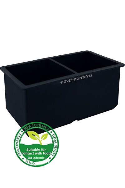 İLES قالب ثلج سيليكون أسود مقاس 6.8 سم - حجرتين، حجم كبير