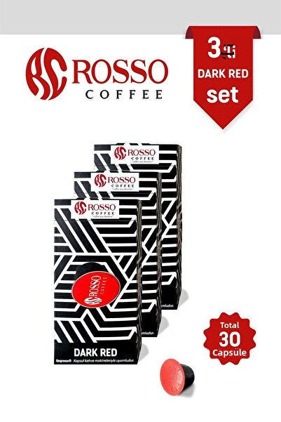 rosso coffee مجموعة كبسولات القهوة باللون الأحمر الداكن مكونة من 3 قطع 10 عبوات - متوافقة مع آلات نسبرسو