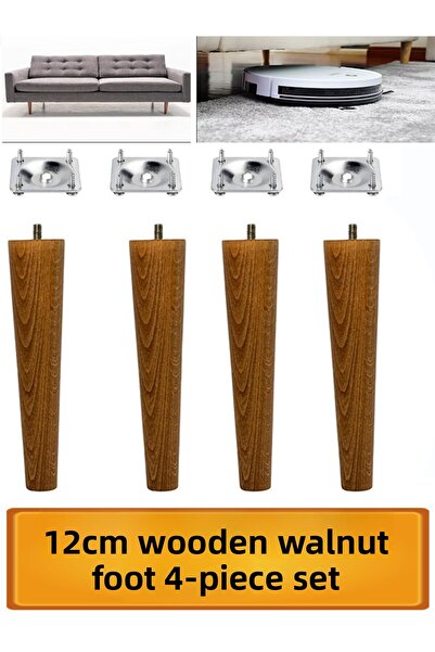 NUBLADO Dulap din lemn Mobilier Fotoliu Canapea Picior Picioare M8 12 Cm (Nuc) Set de 4 cu Aparat de conectare.