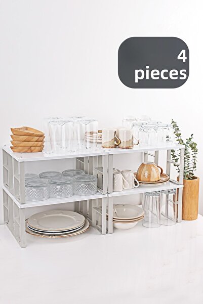 Porsima Org-01 4dílný policový organizér Organizér ve skříni Policový talíř Policový regál Policový nástavec