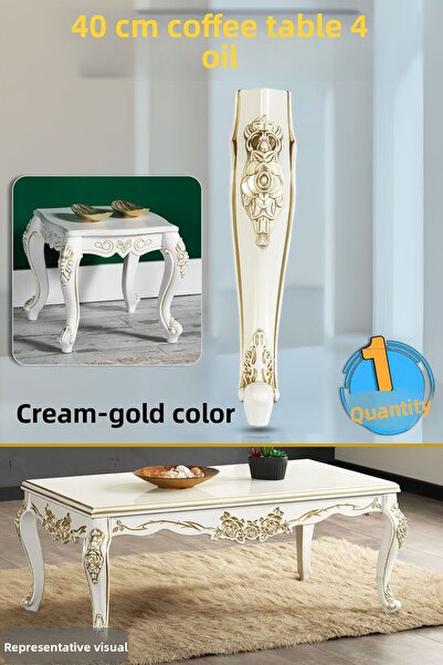 Badem10 Picior de masă de cafea din plastic Rosa 40 cm Crem Aur Culoare Picior mijlociu Masă de cafea combinată Mobilier Picioare de masă Aur