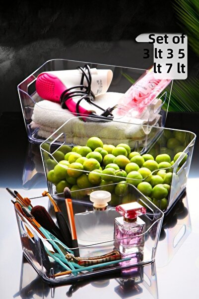 Nandy Home Set de 3 lt frigider transparent și organizator dulap