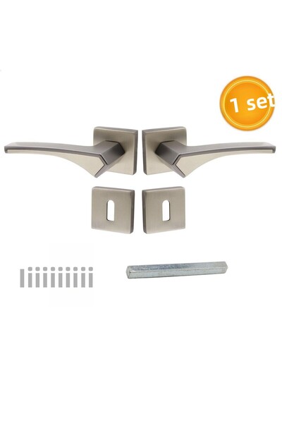 Badem10 (1 SET) Merve Square Rosette Mânerul ușii camerei se potrivește la dreapta și la stânga Antracit Satin