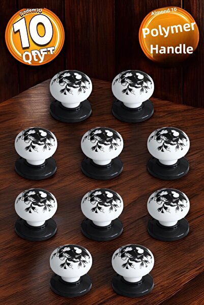 Badem10 Model de butoane polimerice Mobilier alb negru Sertar de bucătărie Dulap dulap 10 bucăți Mâner Mâner