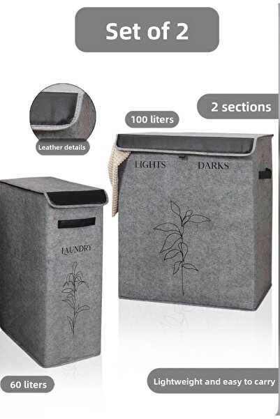 Smyak Καλάθι απλύτων από τσόχα 2 μεγεθών, Καλάθι πολλαπλών χρήσεων για παιχνί...