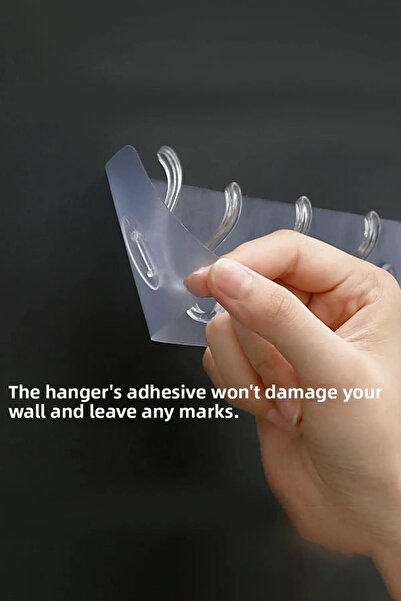 Single 5-Piece Adhesive Transparent Wall Hanger Bathroom Kitchen Organizer Hanger Practical Hook Hanger