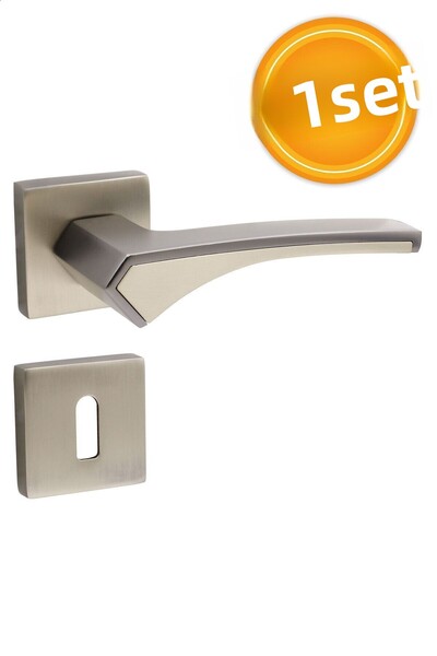 Badem10 (1 SET) Merve Square Rosette Mânerul ușii camerei se potrivește la dreapta și la stânga Antracit Satin