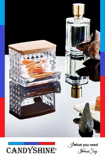 CandyShine Wooden Lid 3-Piece Organizer Set Modern Cotton Case Organizer Stylish 3-Piece Cotton Case Set