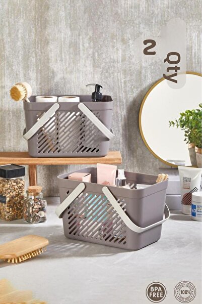 HOMENIVA Ranen Brown 2-Piece Basket and Organizer Box Set
