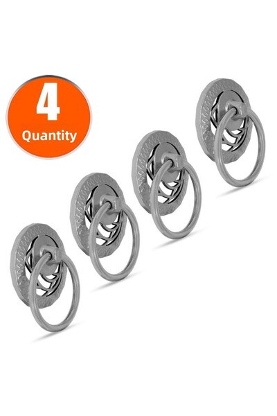 Badem10 Mâner inel din metal cromat - sertar de bucătărie, dulap, ușă, mobilă pendulă (4 bucăți)