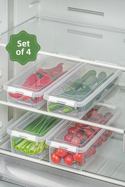 Vienev Σετ 4 ψηλών δοχείων αποθήκευσης με κλειδωμένο καπάκι 2x (2,5 ΛΙΤΡΑ ΚΕΝΟ) 2x (3,5 ΛΙΤΡΑ ΚΕΝΟ)